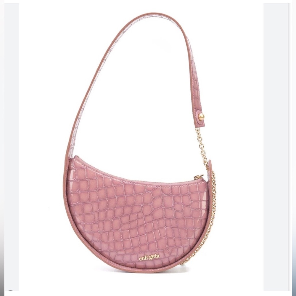 Cult Gaia Mauve Croc-Embossed Shoulder Bag